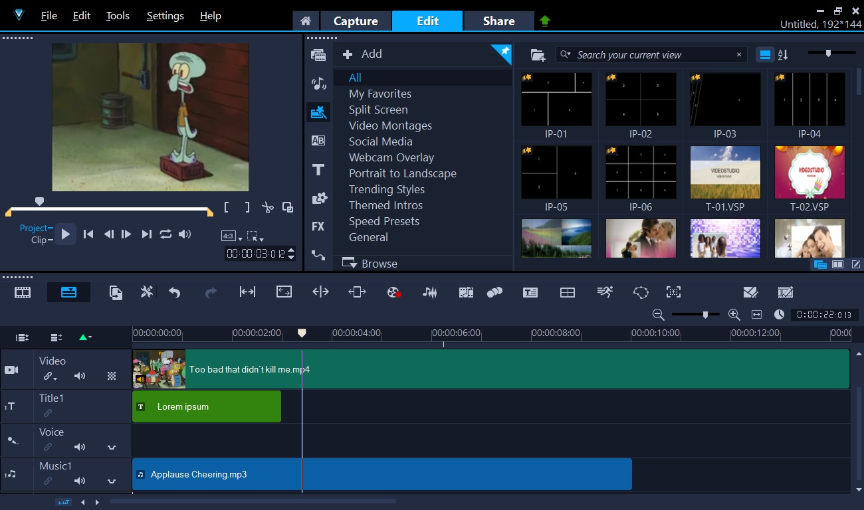 редактирование видеоролика в программе для монтажа от Corel